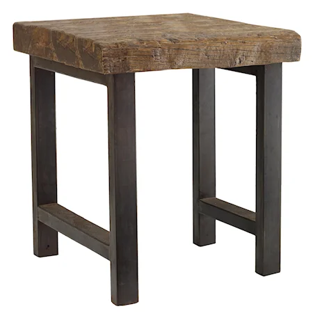 Square End Table with Reclaimed Wood Top